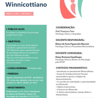 Inscrições abertas: Curso  Introdução ao Pensamento Winnicottiano